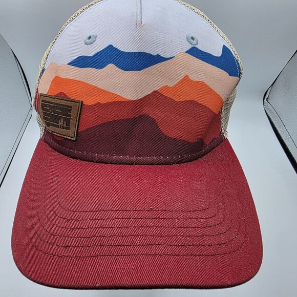 Locale Trucker Hat Multicolor Abstract Mountains Mens Adjustable Snapback Cap - Picture 9 of 9
